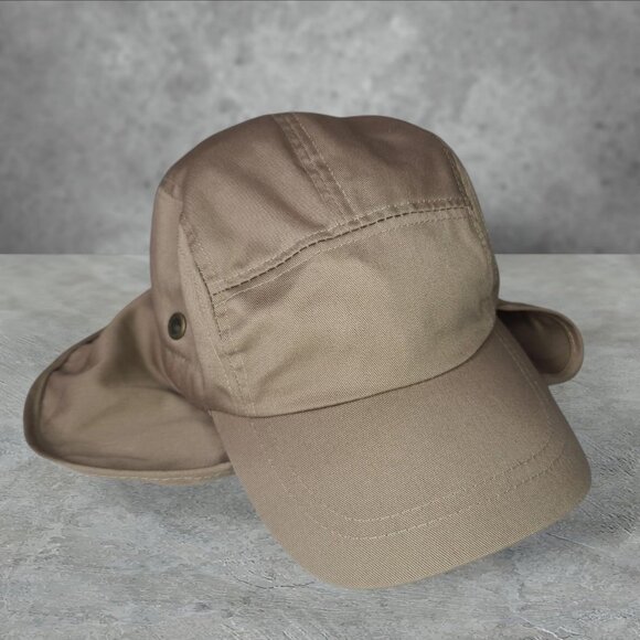 Retro 'Unbranded' tan gorpcore sinchback 5 panel camp hat - Picture 1 of 2